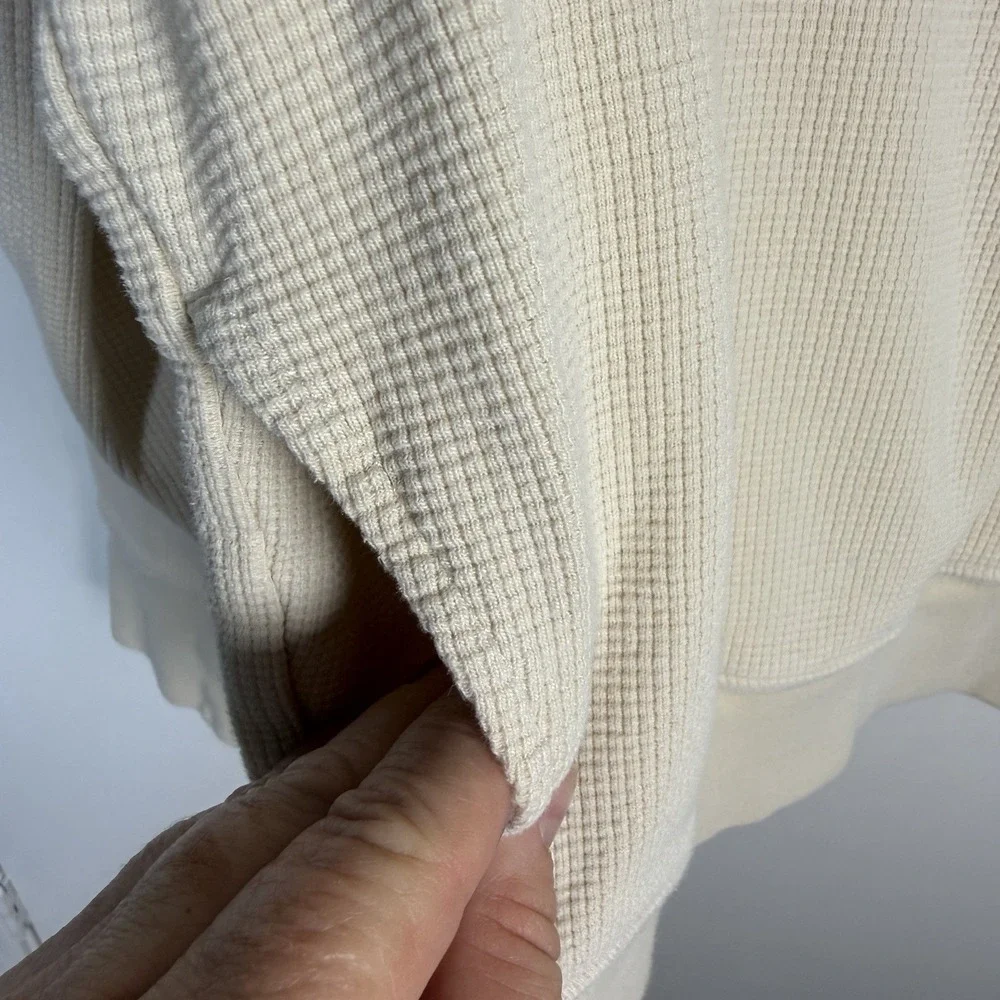 Pact Small Waffle Knit Sweatshirt Pullover Snap Oatmeal 100% Organic Cotton - Picture 8 of 13